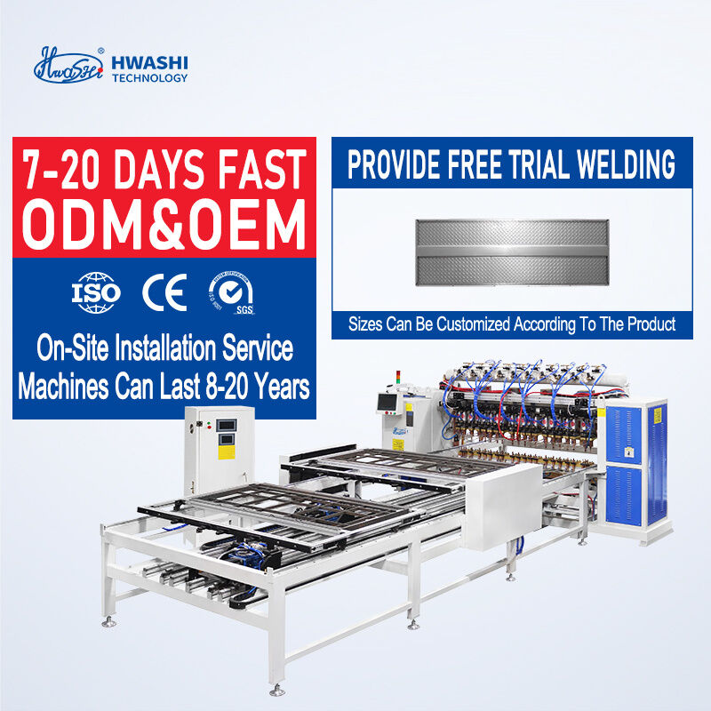 เครื่องเชื่อมสปอตหลายหัวแบบ 2 เฟส 380V ควบคุมด้วย PLC สำหรับแผงประตู พร้อมความหนาในการเชื่อม 3+3 มม.